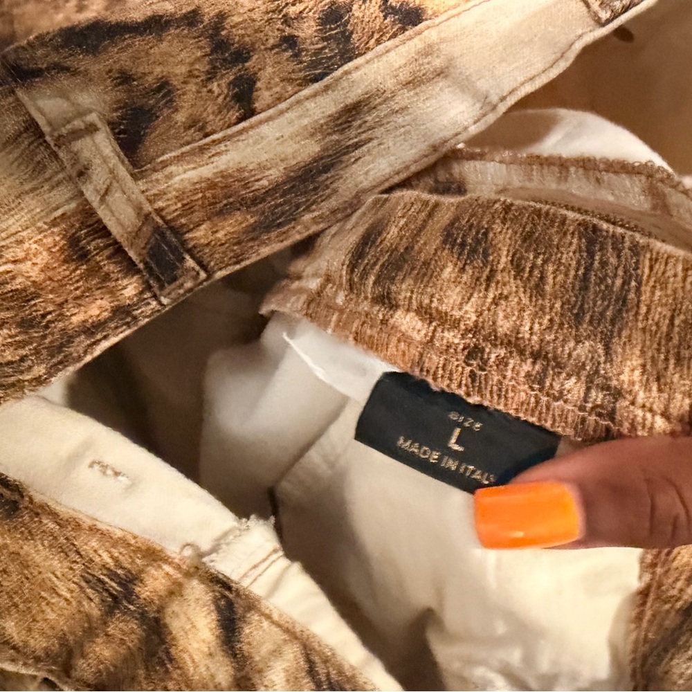 Leopard Print Straight Leg Pants - Tan Brown - Picture 4 of 6